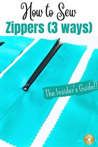 Learn how to sew a zipper with this easy tutorial! We'll show you 3 ways to sew zippers on a bag, pillow, skirt, and dress. Perfect for sewing projects for beginners. Master sewing a welt zipper and a hidden zipper.   #SewingLessons #SewingProjectsForBeginners #SewZipper