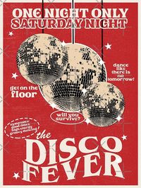 "Red Retro Disco Night" Poster for Sale by Tiso Boiteto