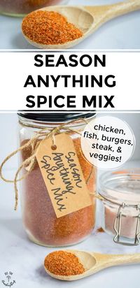 Use this healthy Season Anything Spice Mix for all your grilling, cooking meats, and roasting veggies. It's a paleo, real food, keto, MSG-free seasoning blend that's awesome on chicken, pork, fish, steak, veggies, and more! #allthenourishingthings #spices #herbs #grilling #chickenrecipes #spiceblend #homemade