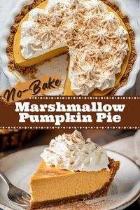 Light, creamy, and perfectly spiced, this no bake marshmallow pumpkin pie is a dreamy, crowd-pleasing dessert. It's quick, easy, and ideal for the holidays!