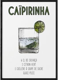 Affiche Cocktail Caïpirinha, Affiches pour la cuisine | L’Afficherie