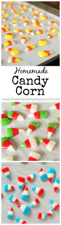 Homemade Candy Corn ~ make it in any colors for any occasion! www.thekitchenismyplayground.com