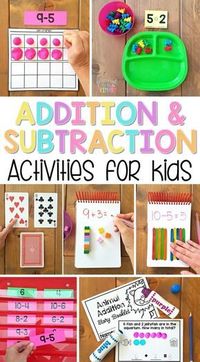 The ultimate spot for addition and subtraction to 20 activities for kids in Kindergarten and first grade. Tons of ideas and resources to teach children strategies for building math fact fluency, ways to solve word problems, and activities and games kids w