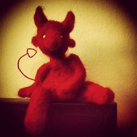 Needle felted demon devil thing