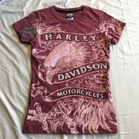 Harley Davidson Maroon T-Shirt W/ Rhinestones Nwot Only Tried On.