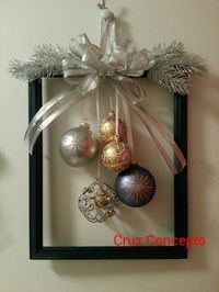 Christmas wreath in a picture frame