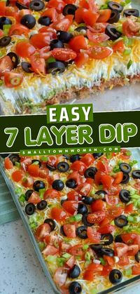 Here's one of the best Gameday recipes to make at home! This Easy 7 Layer Dip is always a favorite! This homemade dip is best served with fresh tortilla chips and veggies. It also makes an easy Superbowl appetizer!