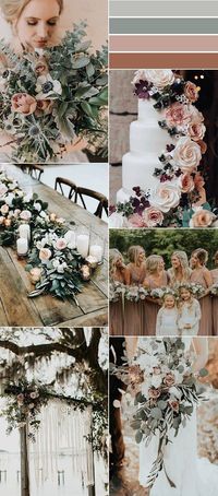 Wedding color scheme.  Rusty mauves and shades of green. So pretty