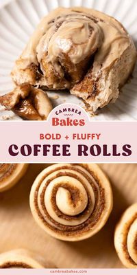 Coffee rolls are light and fluffy cinnamon rolls with a coffee-flavored twist. With a bold coffee flavor and coffee cream cheese frosting, they are every coffee lover’s dream! | Cambrea Bakes