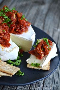 Brie with Sun Dried Tomatoes  {A Pretty Life}