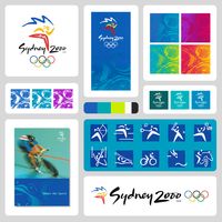 Sydney 2000 Brand Elements by FHA Image Design, 1998 Discover this and other brands at #logos #logodesign #designhistory #graphicdesign #sydney2000 #olympics