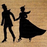 Couple Ice Skaters Silhouette Digital Collage Sheet Download - Etsy