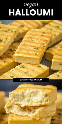 This vegan halloumi seriously tastes just like the real thing. It's tangy yet mild with heaps of cheesy flavor and a great texture! | lovingitvegan.com