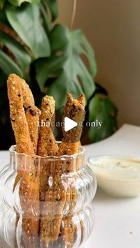 @goveganchallenge on Instagram: ""GET The Complete Plant Based Cookbook - Over 200+ Delicious Vegan Recipes Including 30-day Meal Plans" =>> LINK IN BIO 🔗 @goveganchallenge

CRUNCHY ASPARAGUS STICKS

By @Gigi_goes_vegan

Recipe:

INGREDIENTS (serves 2)
400gr fresh asparagus
130gr chickpea flour
40gr polenta / yellow coarse / cornmeal
High quality olive oil
100ml sparkling water
1 tsp onion powder
50gr panko breadcrumbs
1 tbsp nutritional yeast
20gr quinoa
1 tbsp mixed seeds (e.g. sesame seeds, flaxseeds, chia seeds, hemp seeds) (optional)
Half lemon zest (optional)
Salt
Pepper

Sauce
200gr soy yogurt
Small handful fresh dill
Juice of half a lemon
1 tbsp olive oil
Pinch of salt
Pinch of ground black pepper

METHOD
Preheat the oven at 180C fan setting
Wash and dry the asparagus and remove t