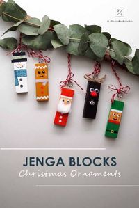 Upcycle old Jenga blocks to make these adorable Jenga Block Christmas Tree Ornaments this holiday season.