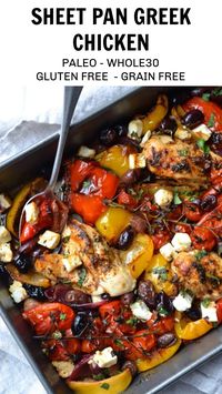 This Greek Chicken Traybake recipe has been the most popular recipe on this site for over 3 years, and with good reason! It really couldn't be any easier to make with less than 10 minutes of hands on prep. Whether you are doing a Whole30, Paleo or just love food this is a great one pan dish to serve to please everyone.