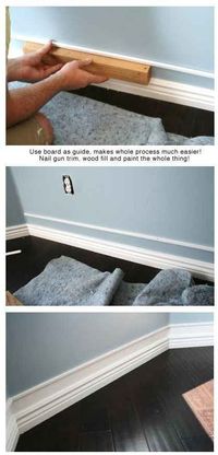 Add a strip of trim a bit above already existing baseboards, paint between, and you get faux thick baseboards! | 31 Easy DIY Upgrades That Will Make Your Home Look More Expensive