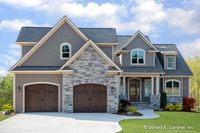 This New American Craftsman home plan is decorated by shake siding, arched windows, and stone accents. The front porch - 17'8" wide and 6' deep - has room for rocking chairs.The foyer and great room gain vertical space with the 18' vaulted ceilings, while columns help define the interior rooms. The heart of the home hosts a cooktop island and access to the screened porch, which includes a fireplace and skylights.The homeowner will appreciate the large closets throughout the home, as well as the