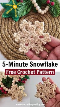 5-Minute Crochet Snowflake Free Pattern - Crochet For You