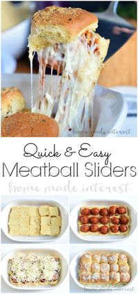 Easy Meatball Sliders | These cheesy Meatball Sliders are an easy appetizer recipe for game day. From March Madness to the Superbowl these easy meatball sliders are the perfect party food. They even make a great easy weeknight dinner idea for the family! #meatball #sliders #gamedayfood #partyfood #appetizer #homemadeinterest