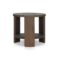 Roca Outdoor Round End Table Stained Heritage Brown-Fsc Four Hands