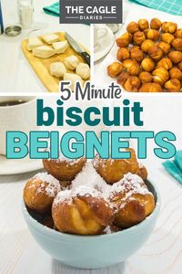 These biscuit beignets are so delicious and simple, they can be ready in under 5 minutes! With tastes just like you're at Cafe Du Monde in New Orleans - shape these beignets how you like... but the flavors of fried dough and powdered sugar with a nice hot cup of coffee cannot be beat!