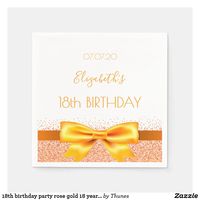 18th birthday party rose gold 18 years white napkins