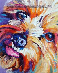 **Please click the “zoom” tool to see this photo larger** An original painting by me, Sandra Spencer. I love dogs showing a playful side, its my