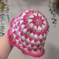 Crochet Bucket Hat Hand Made 100% Cotton Yarn Note Last Photo Is Different Color Way To Show How It Looks On The Head