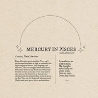 Pisces in mercury can often see the unseen but cant translate it into the physical world. 🫥 they often can be absent minded & struggle with little things like filing paper work or communicating at all. 😶 it can give these placements an odd way of looking at life. 🐙 y’all can’t talk your way out of shit 😬 but people always wonder what you’re thinking, or wanna get you to talk & that can make you feel pressure. 😭 overall you have a great sense of intuition & emotional intelligence that not everyone can understand but everyone needs . ✨✨