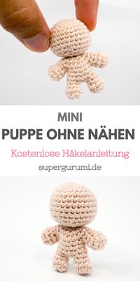 Kostenlose Puppe ohne Nähen Häkelanleitung von Supergurumi. Einfach zu verstehende Schritt für Schritt "no sew" Häkelanleitung. Klicken Sie auf den Link für die kostenlose Anleitung. #amigurumi #häkeln #häkelanleitung #nosew #puppeohnenähen