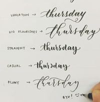 Various styles of hand lettering