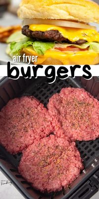 Air fryer hamburgers are a simple meal. It is easy to cook burgers in an air fryer and they come out juicy and delicious. Learn how to make fresh hamburger patties and cook gourmet burgers in an air fryer for a dinner the entire family will enjoy.