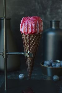 This deliciously spooky Blueberry Brain Freeze is an easy, no-churn, blueberry frozen yogurt that's served in chocolate sugar cones.