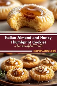 Italian Almond and Honey Thumbprint Cookies | These buttery almond cookies with a sweet honey center are a perfect treat for any occasion. Simple to make, yet full of flavor—ideal for holiday baking or gift-giving!