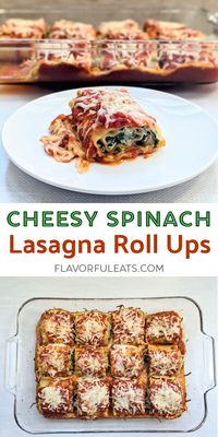 Cheesy Spinach Lasagna Roll Ups – Packed with tender spinach and three kinds of cheese, this baked pasta dish is the perfect recipe for weeknight dinners, special occasions, or whenever you’re craving cozy comfort food!