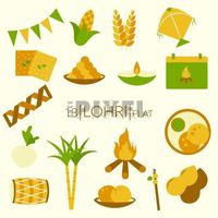 Isolated Colorful Lohri - 18 Icon Set In Flat Style. #lohri #festival #icons #freepixel