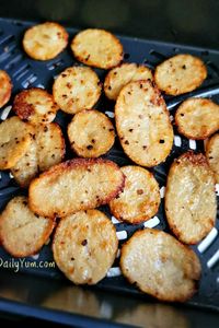 Crispy Air Fryer Potato Chips. Made with a can of sliced potatoes so it was really easy and they turned out so good with crispy edges.