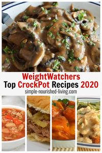 Top Weight Watchers CrockPot Recipes of 2020 with blue, green, purple SmartPoints - Chicken marsala, Italian beef, Hearty Chicken Soup, Chicken & Gravy, Tikka Masala, Cabbage Roll Casserole, Easy Chicken & Gravy and More!!!