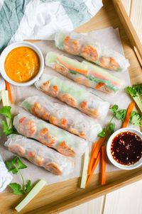 Vietnamese Healthy Spring Rolls with Peanut Butter Sauce by watchwhatueat #Spring_Rolls #Healthy