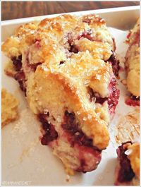 Blackberry Scones with Honey Butter Glaze.