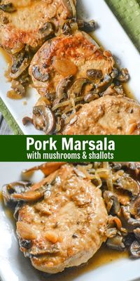 Chicken isn’t the only thing that pairs beautifully with a savory Marsala wine sauce. In this rendition, pork chops are the star of the show. This dish may sound fancy, but Pork Marsala with Mushrooms & Shallots is easy enough for any cook, and a sure-fire gourmet meal. #pork #porkchops #marsala #mushrooms