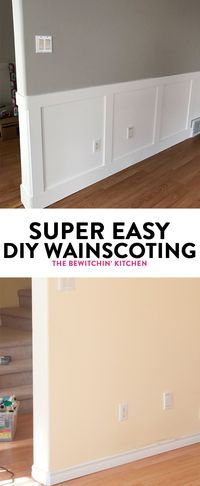 DIY Wainscoting renovation. I didn't think installing wainscotting would be so easy. Here is some inspiration, a how to, and my secret to getting started. Wainscoting paint color is Benjamin Moore Cloud White. Walls are both Revere Pewter and Classic Grey. via @RandaDerkson