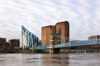 'The Ascent at Roebling's Bridge' is a residential building in Covington, Kentucky, United States, in the greater Cincinnati area. Designed by Daniel Libeskind, the building sits along the Ohio River across from the Roebling Suspension Bridge. It was commissioned in 2004 and was completed in March 2008 at a cost of approximately $50 million. -- Wikipedia 