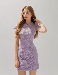 Side Slit Lace Mini Cheongsam Dress - AIR SPACE