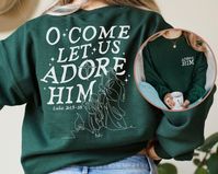 "Are you looking for the perfect Christian sweatshirt for the holidays? This \"O Come Let Us Adore Him\" sweatshirt makes the perfect gift for that friend, sister or mom who loves cozy sweatshirts and Jesus. Pick up this Christian Christmas sweater today for your friend, family member, or even yourself! *Washing Care Instructors* Use cold water when washing, do not use bleach, do not dry clean, and do not use an iron directly on the design. *Customer Service* If you have any questions, please me