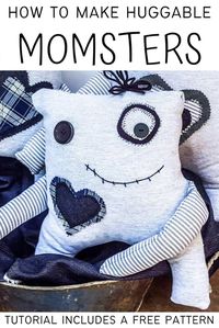 Make your own little Momster. Includes a free easy-to-sew pattern and lots of ideas to customize their little faces. Beginner sewing tutorial. #sewing #momster #ACraftyMix #freepattern