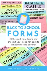 All the back to school forms you'll need for the beginning of the year to the end!