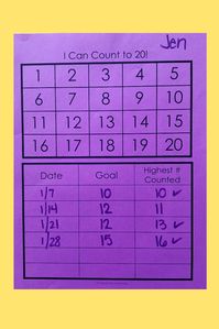 I Can Count to 20! Tracking and counting sheet all on one page for students to track their math progress. #studentdatanotebooks #datacollection #datatracking