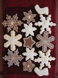 Pretty snowflake and stocking Christmas cookies.